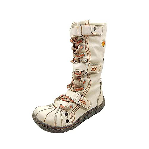 TMA EYES Strape-Accent Washed PU Leather Flat Women's Boot With Plus