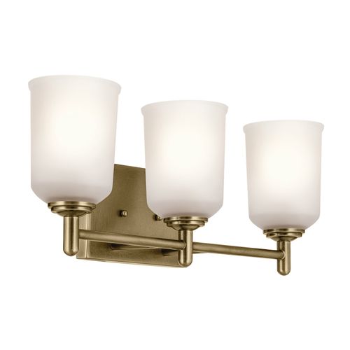 Natural Brass Three Light Bath from the Shailene Collection
