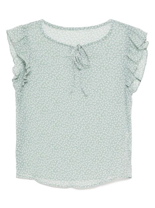 Clover Print Frill blouse - Green