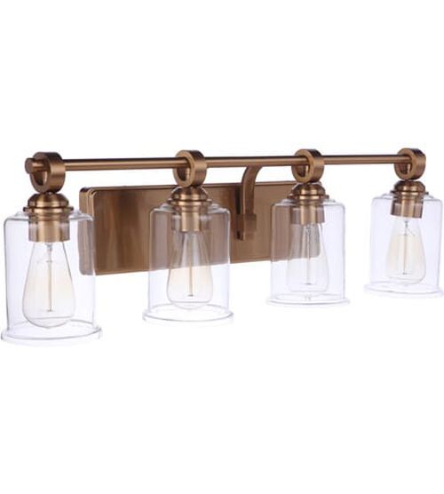 Satin Brass Four Light Vanity from the Romero Collection