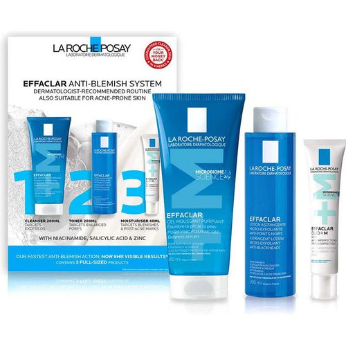 La Roche Posay La Roche-Posay Effaclar 3-Step Anti-Blemish System Gift Set To Cleanse, Tone & Moisturise Oily, Blemish-Prone Skin