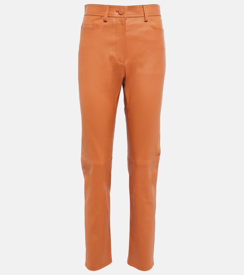 High-rise leather pants