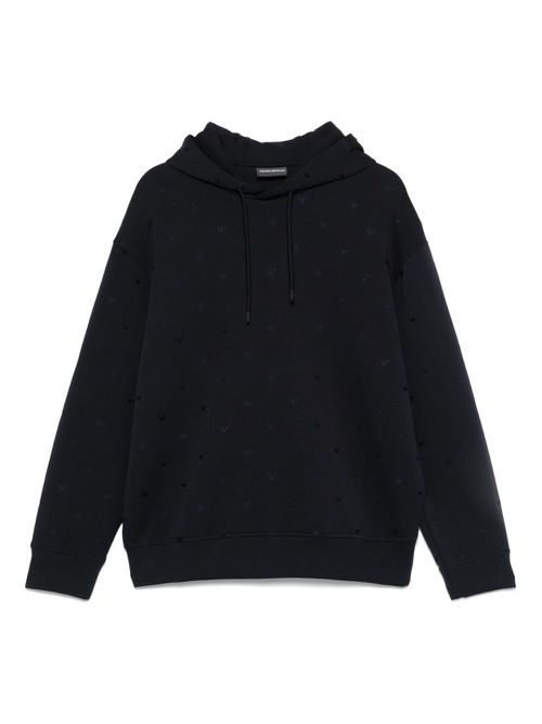 Emporio Armani logo-embroidered hoodie - Blue