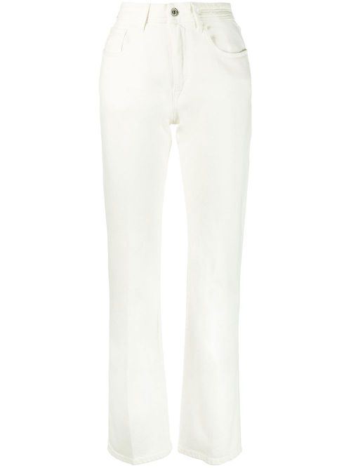 High-waisted straight-leg jeans - White