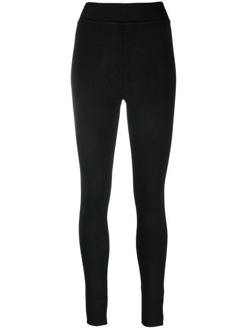 High-waist knit leggings - Black