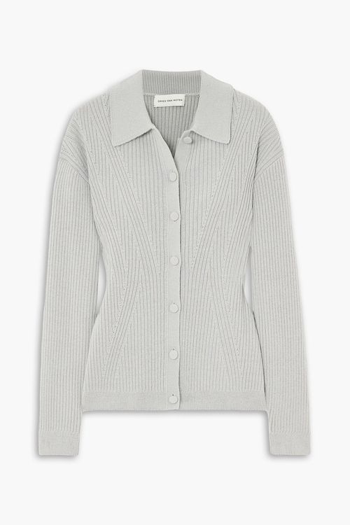Ribbed-knit wool-blend cardigan - Gray - XS