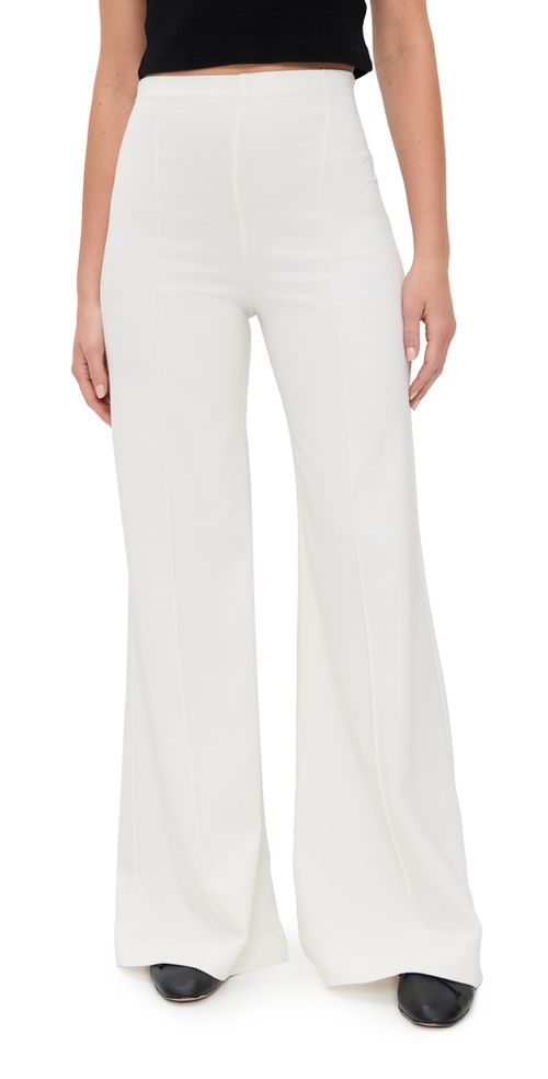 Ponte Knit Wide Leg Pants Off White