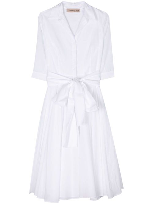 Flared midi shirtdress - White