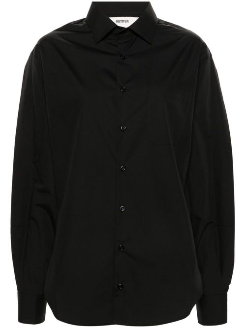 Asymmetric poplin shirt - Black