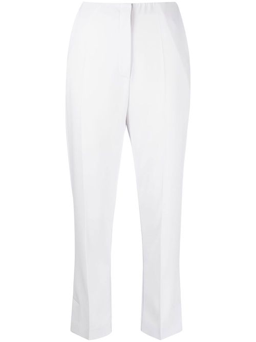 Cropped slim-cut crepe trousers - Purple