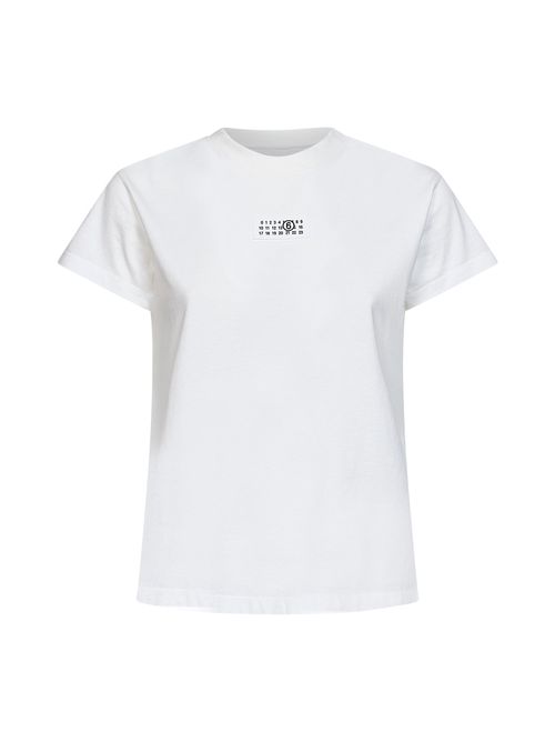 Numeric Embroidery Cotton Jersey T-Shirt — White