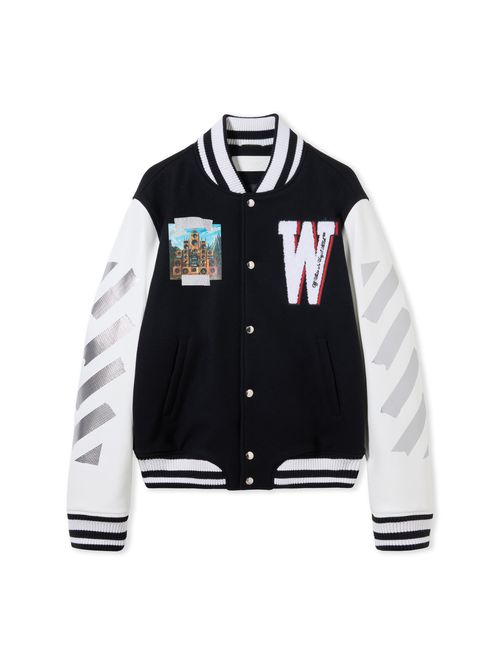Soundsystem Varsity Jacket - Male Leather Black