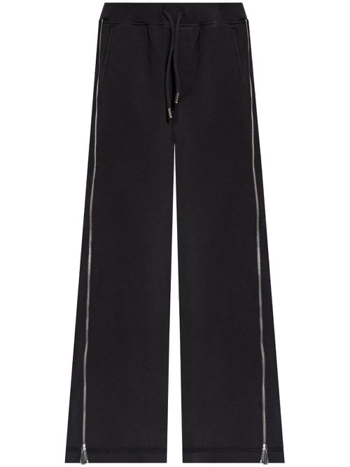 Side-zipped cotton palazzo pants - Black