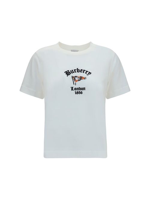 Embroidered Check Flag Logo T-Shirt — White