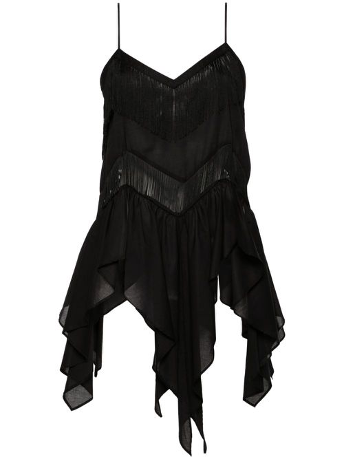 Fringed draped top - Black