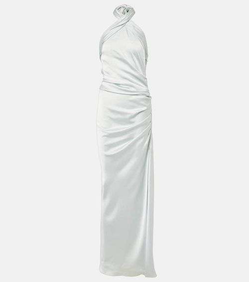 Draped satin maxi dress
