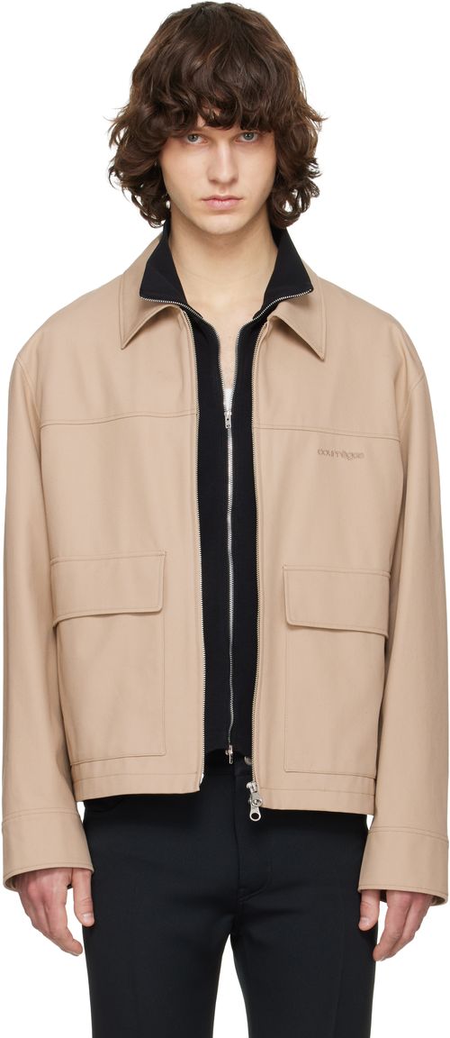 Beige 2-Pocket Zipped Cotton Jacket