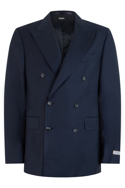 Double-Breasted Wool Blazer Jacket