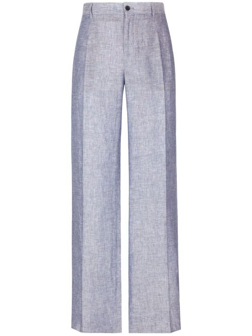 Straight-leg linen trousers - Grey