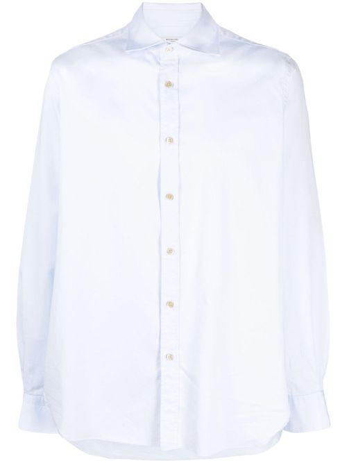 Spread-collar cotton shirt - Blue