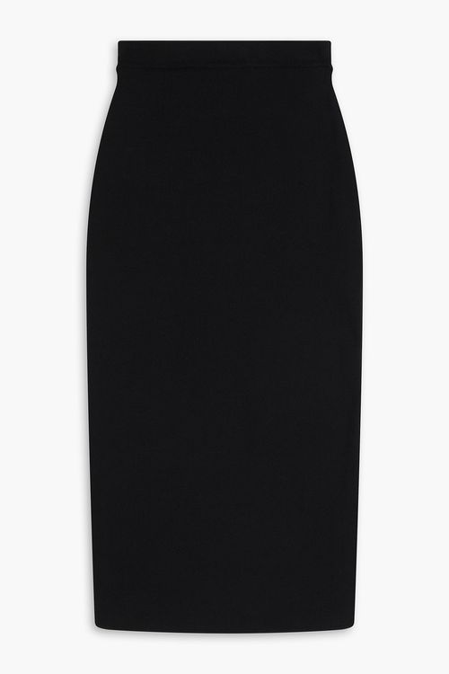 Ribbed-knit pencil skirt - Black - XXS