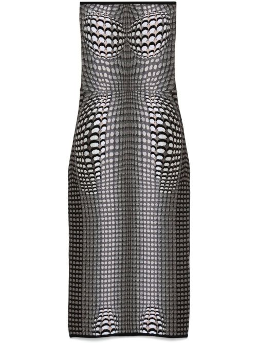 Moon-print jacquard midi dress - Black