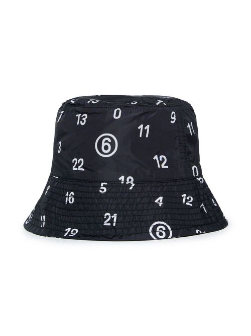 Numbers-motif bucket hat - Black