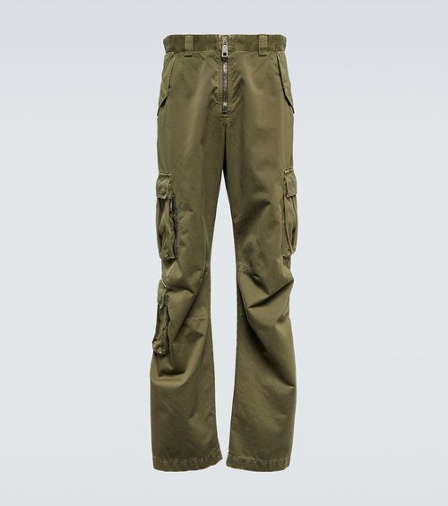 High-rise cotton cargo pants