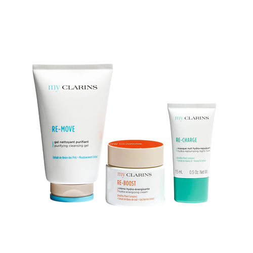 Set Clarins: My Clarins Re-Boost, Crema idratante, energizzante, Mattina, Per viso, + My Clarins Re-Charge, Maschera idratante notte per dormire