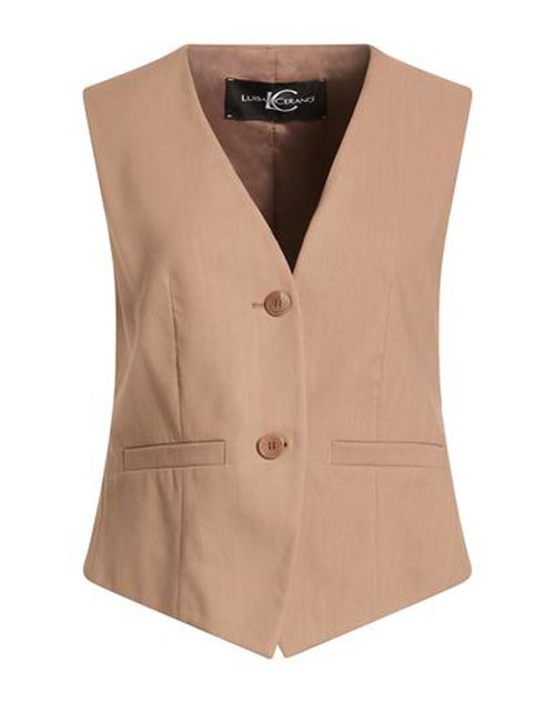 Woman Tailored Vest Light brown Size 8 Cotton, Viscose, Elastane