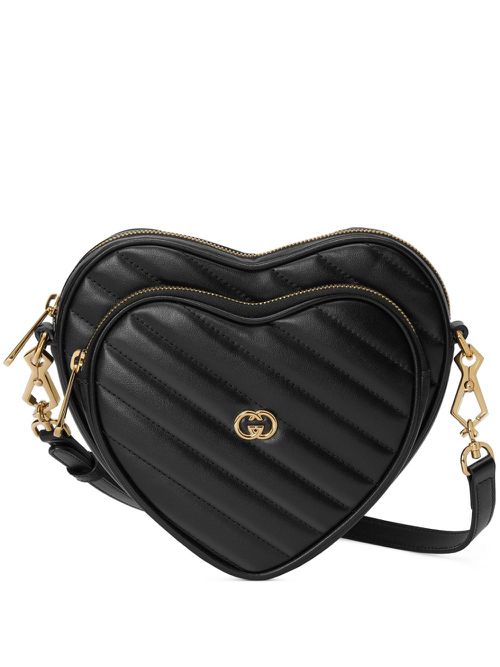 Interlocking G Mini Heart shoulder bag - Black