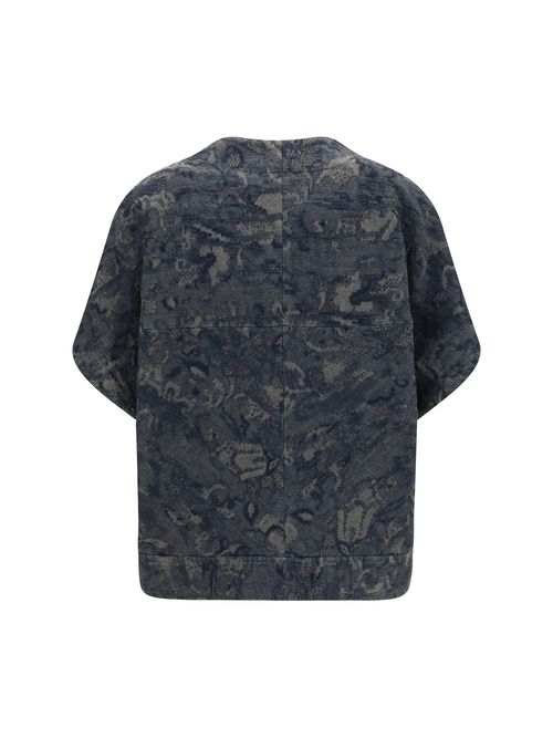Floral Jacquard Denim Blazer — Gray