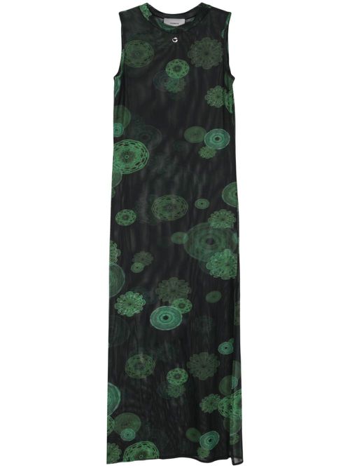 Cymatics-print mesh maxi dress - Black