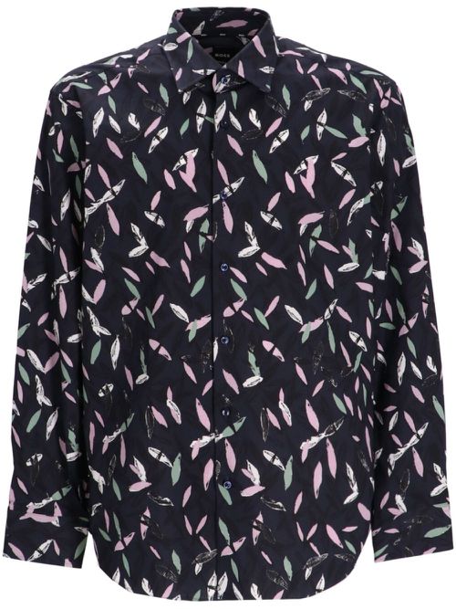 Abstract-print cotton shirt - Black