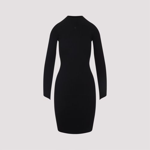 Black Circle Rib Viscose Mini Dress