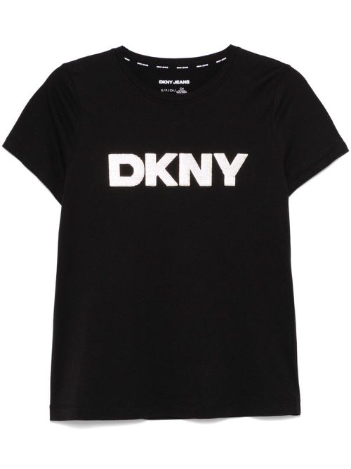 Sequin-logo T-shirt - Black