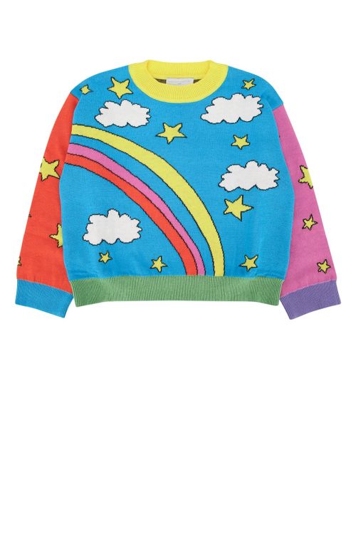 Rainbow Cloud Star Knit Sweater — Blue