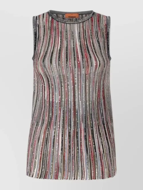 Missoni - sleeveless top round neck striped design