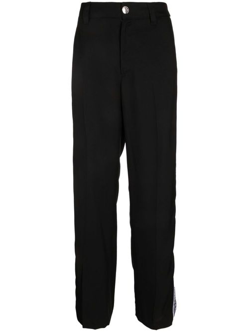 Logo-stripe gabardine trousers - Black