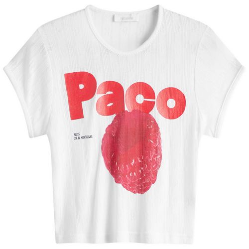 Women's T-Shirt with Raspberry in White