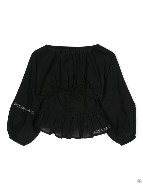 Logo-embellished cotton blouse - Black