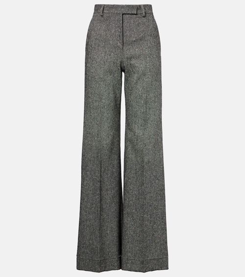 High-rise wool-blend wide-leg pants