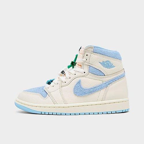 Women's Air Retro 1 High OG Casual Shoes in Pale Ivory/Psychic Blue/Coconut Milk