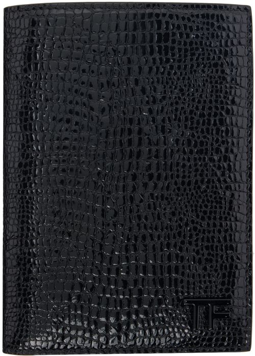 TOM FORD Black Leather T Line Passport Holder