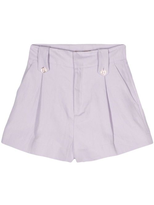 Logo-plaque pleat shorts - Purple