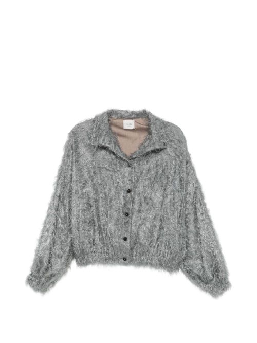 Fringed Knit Overshirt — Grey