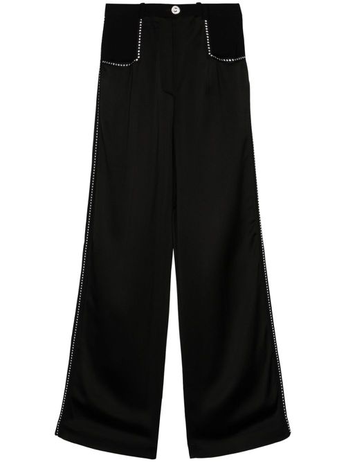 Crystal-embellished wide-leg trousers - Black
