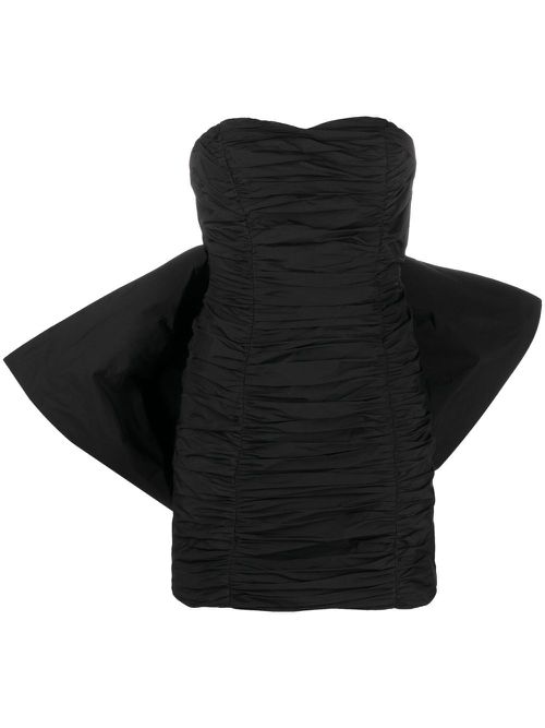 Bow-detail pleated minidress - Black