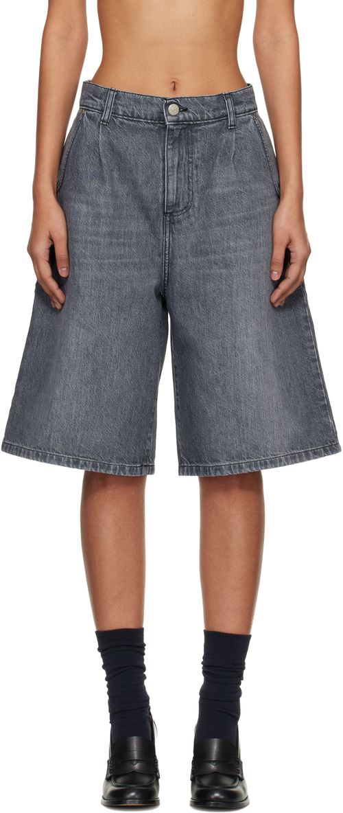 Gray Rivet Denim Shorts