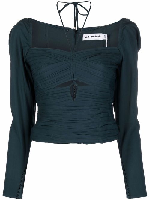 Crepe cut-out top - Blue